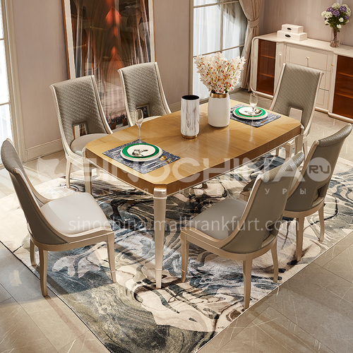 BJ-M802 American light luxury solid wood dining table and chair household rectangular dining table and chair combination furniture